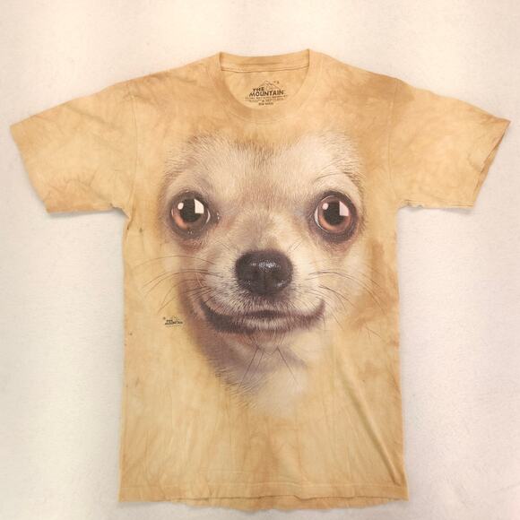 The Mountain Chihuahua Crew Neck Graphic T Shirt Mens Size Small S Tan - Picture 2 of 10